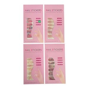 004 Nail Sticker Set of Four - Marble, Shimmering Pink